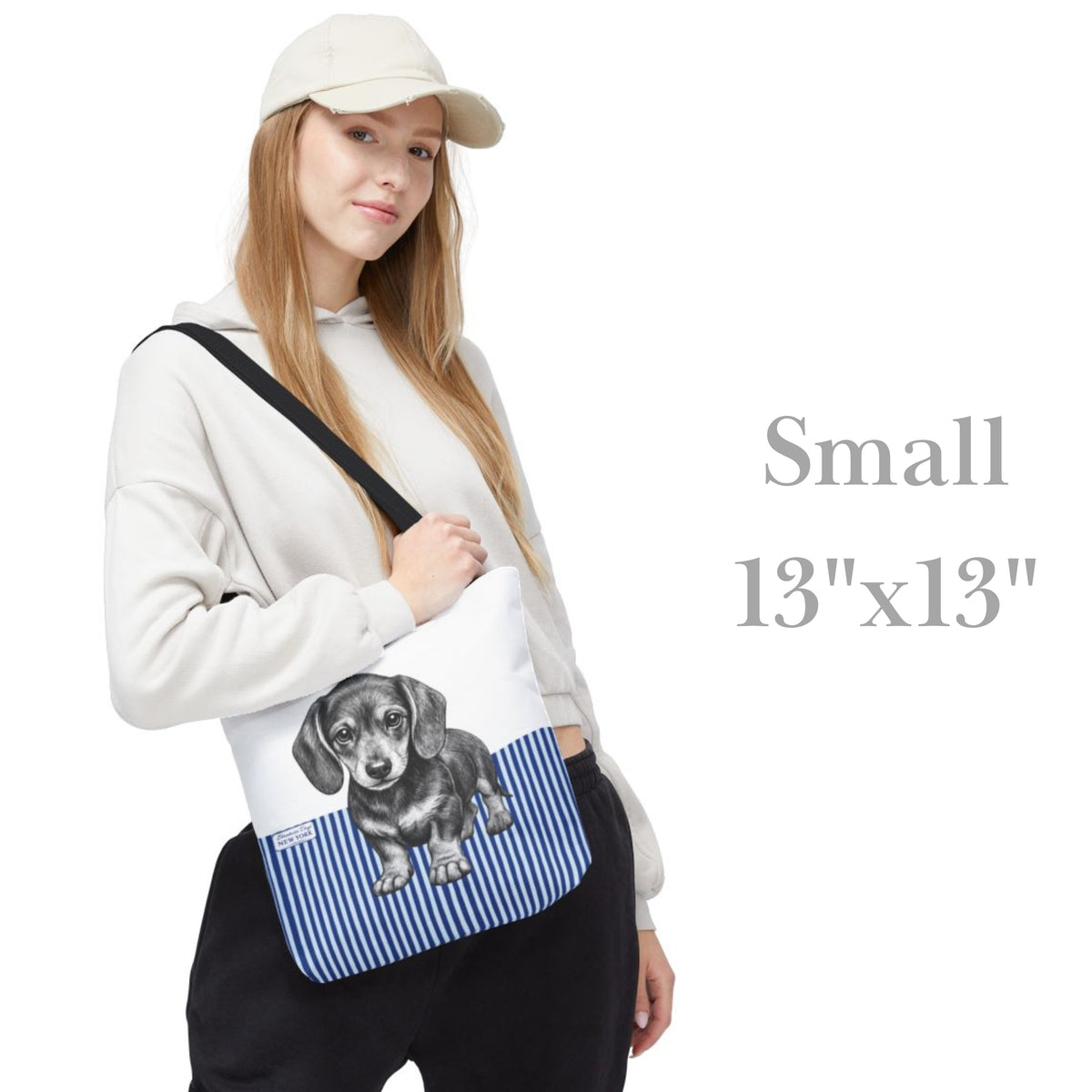 Dachshund, Blue Stripe Durable Tote Bag