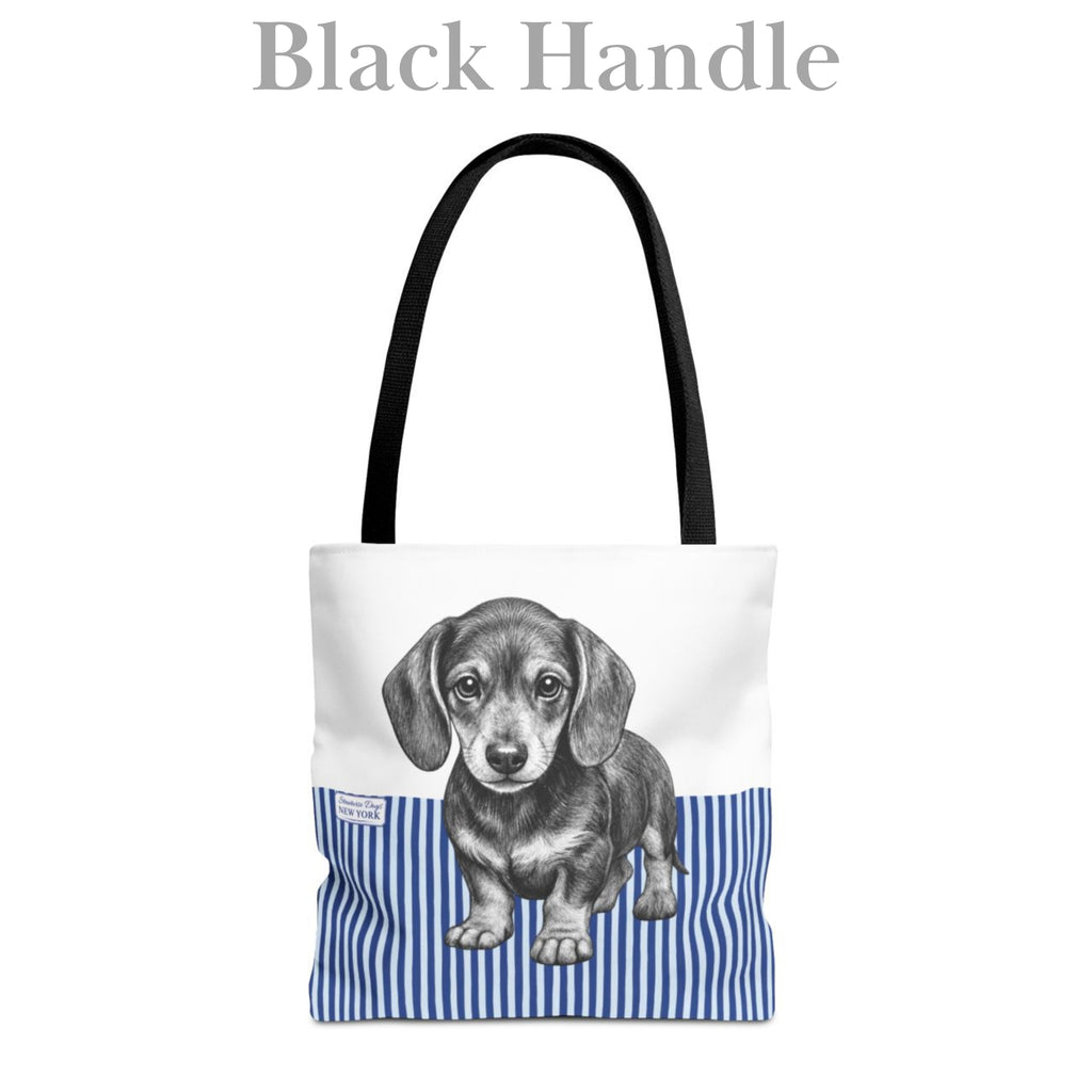 Dachshund, Blue Stripe Durable Tote Bag