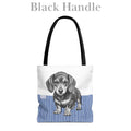 Dachshund, Blue Stripe Durable Tote Bag