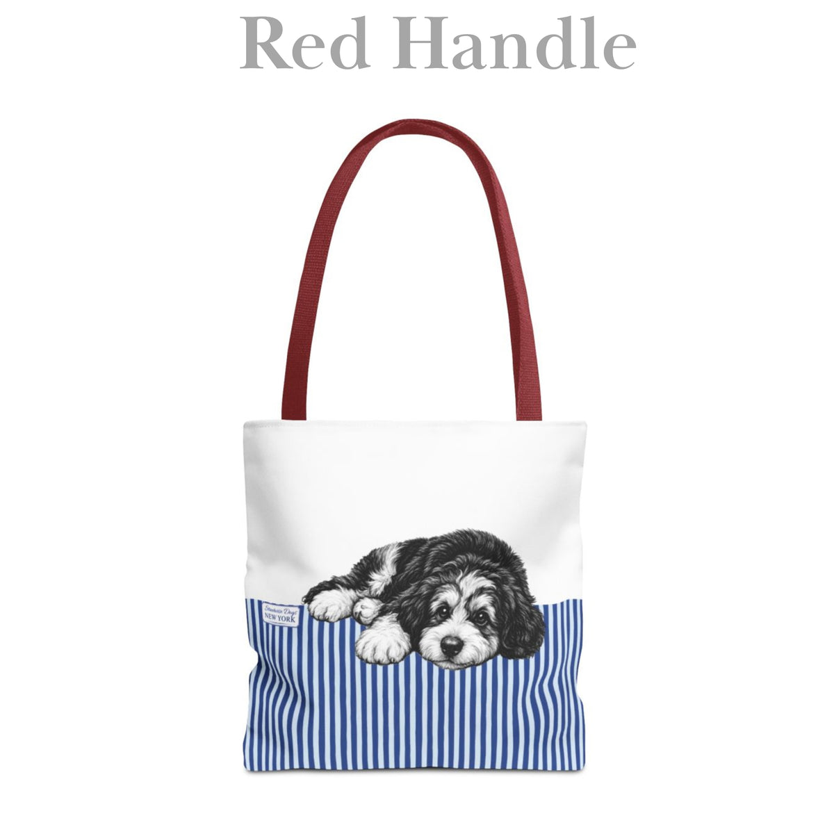 Bernedoodle, Blue Stripe Durable Tote Bag