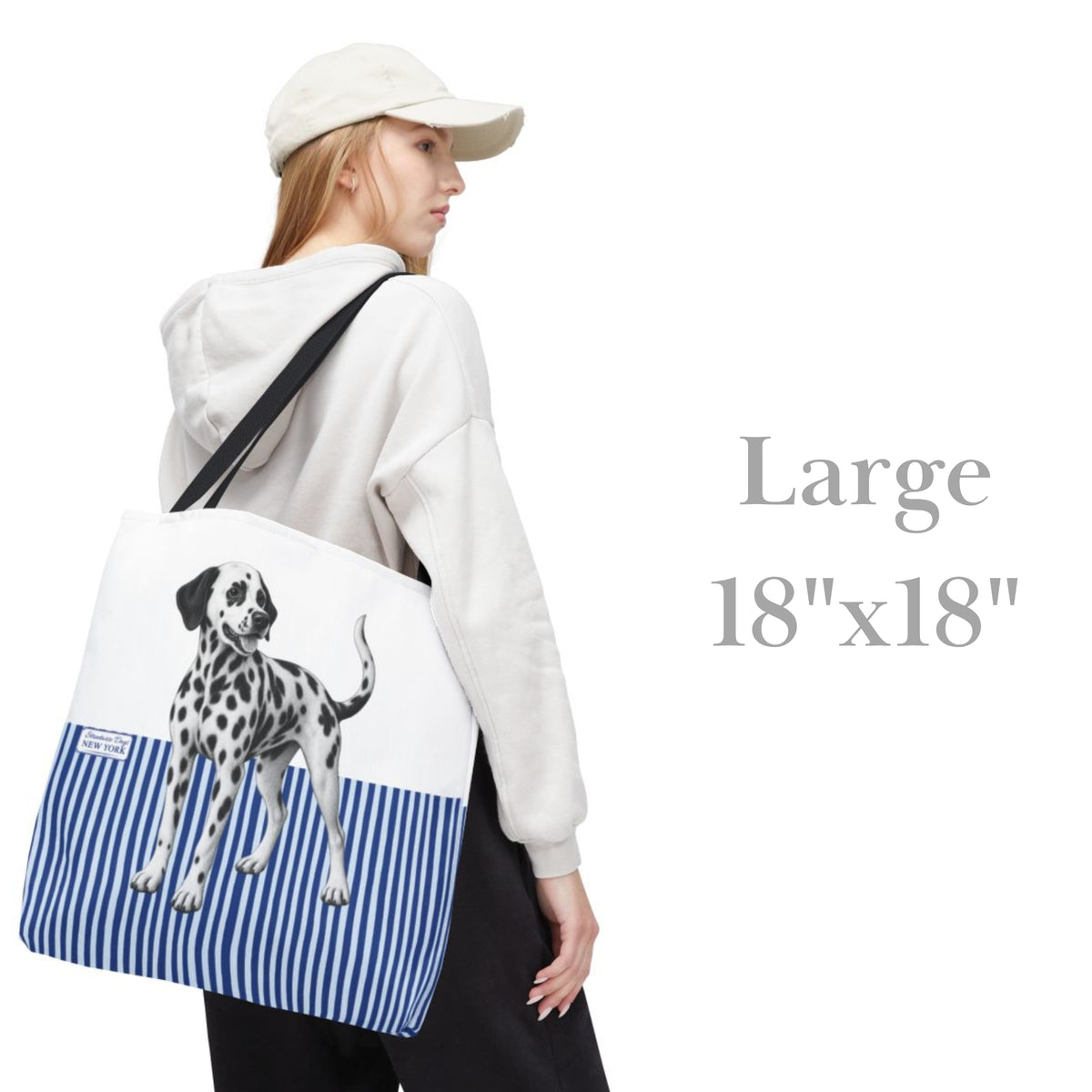 Dalmatian, Blue Stripe Durable Tote Bag