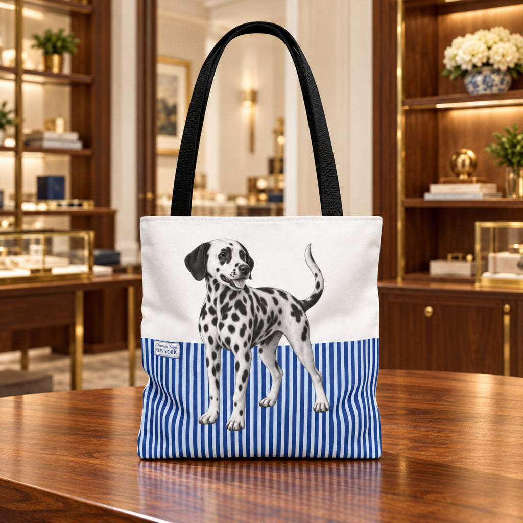 Dalmatian, Blue Stripe Durable Tote Bag