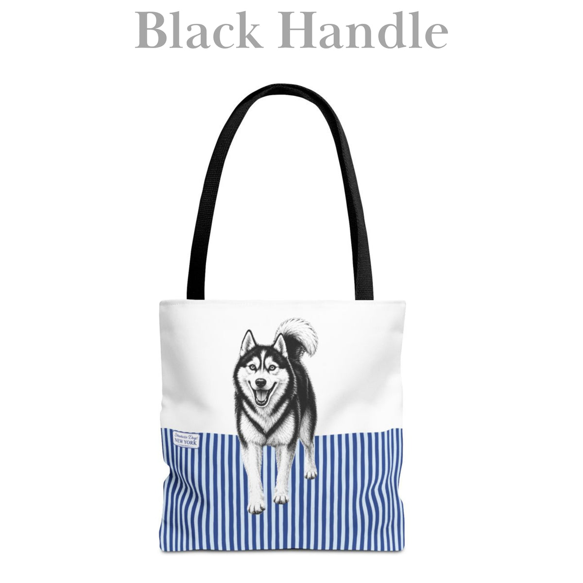 Siberian Husky, Blue Stripe Durable Tote Bag