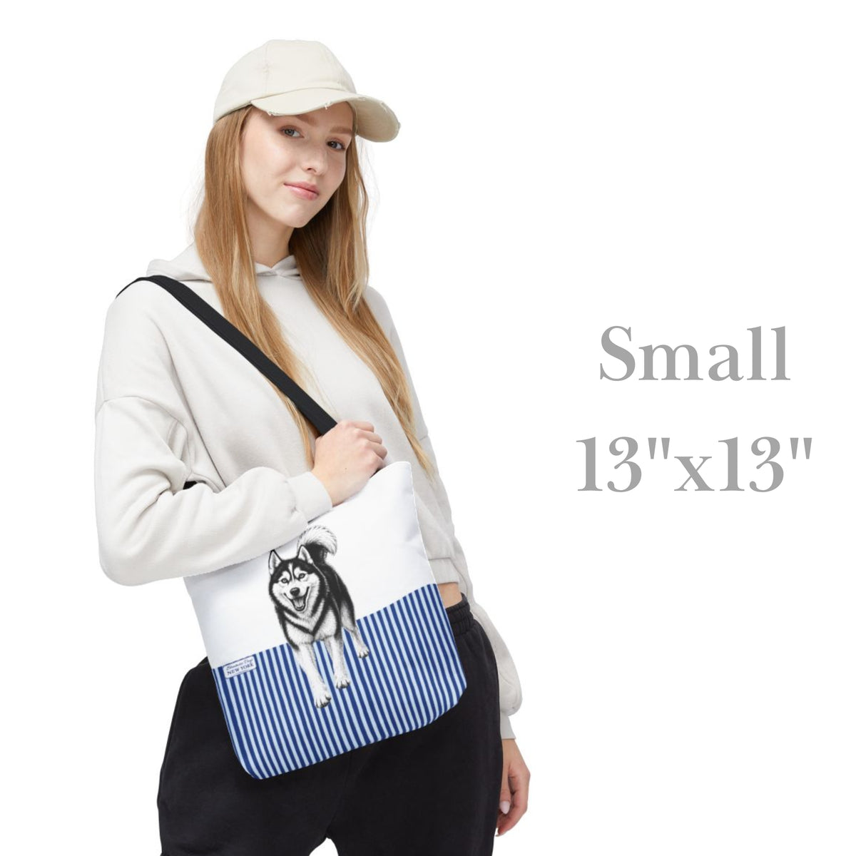 Siberian Husky, Blue Stripe Durable Tote Bag