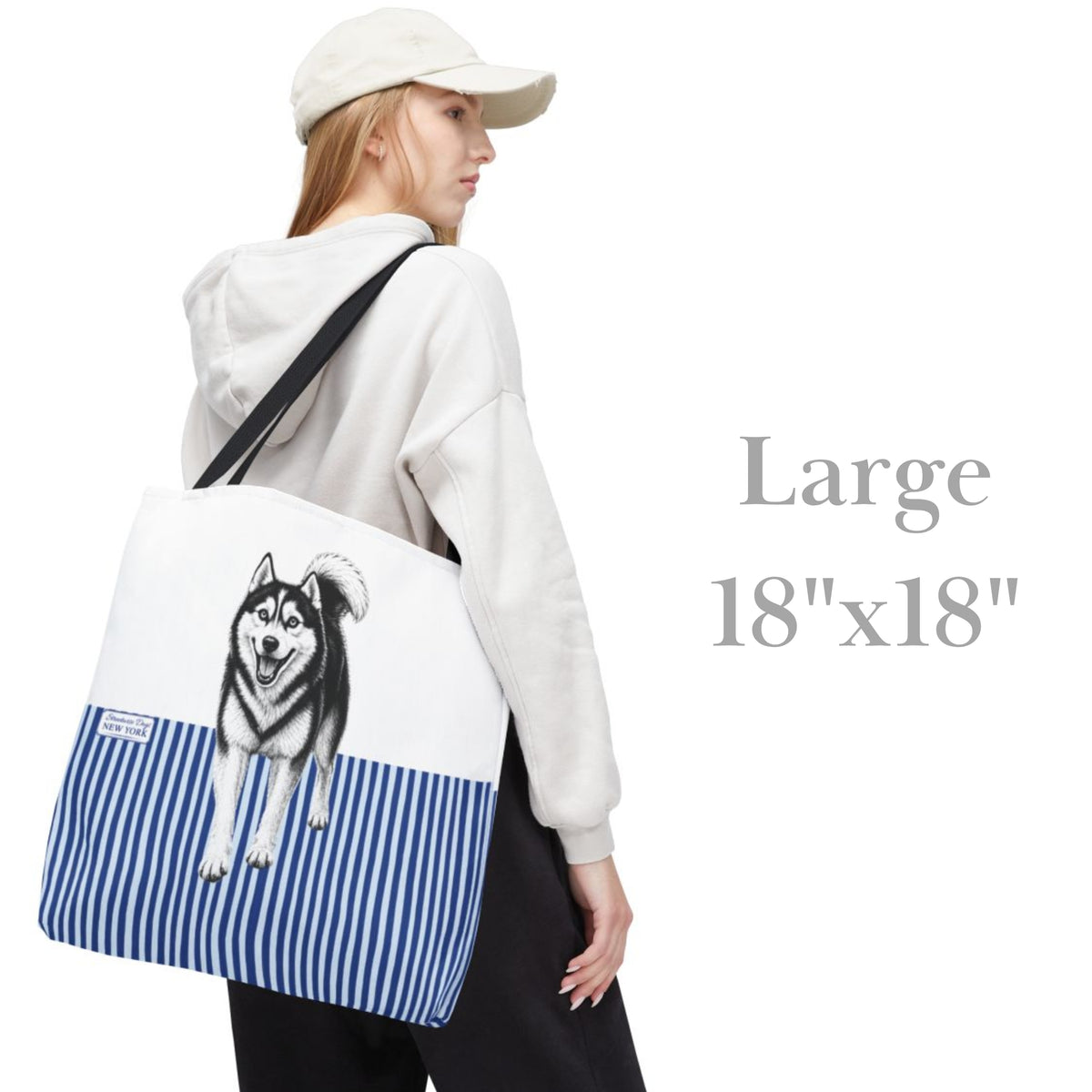 Siberian Husky, Blue Stripe Durable Tote Bag