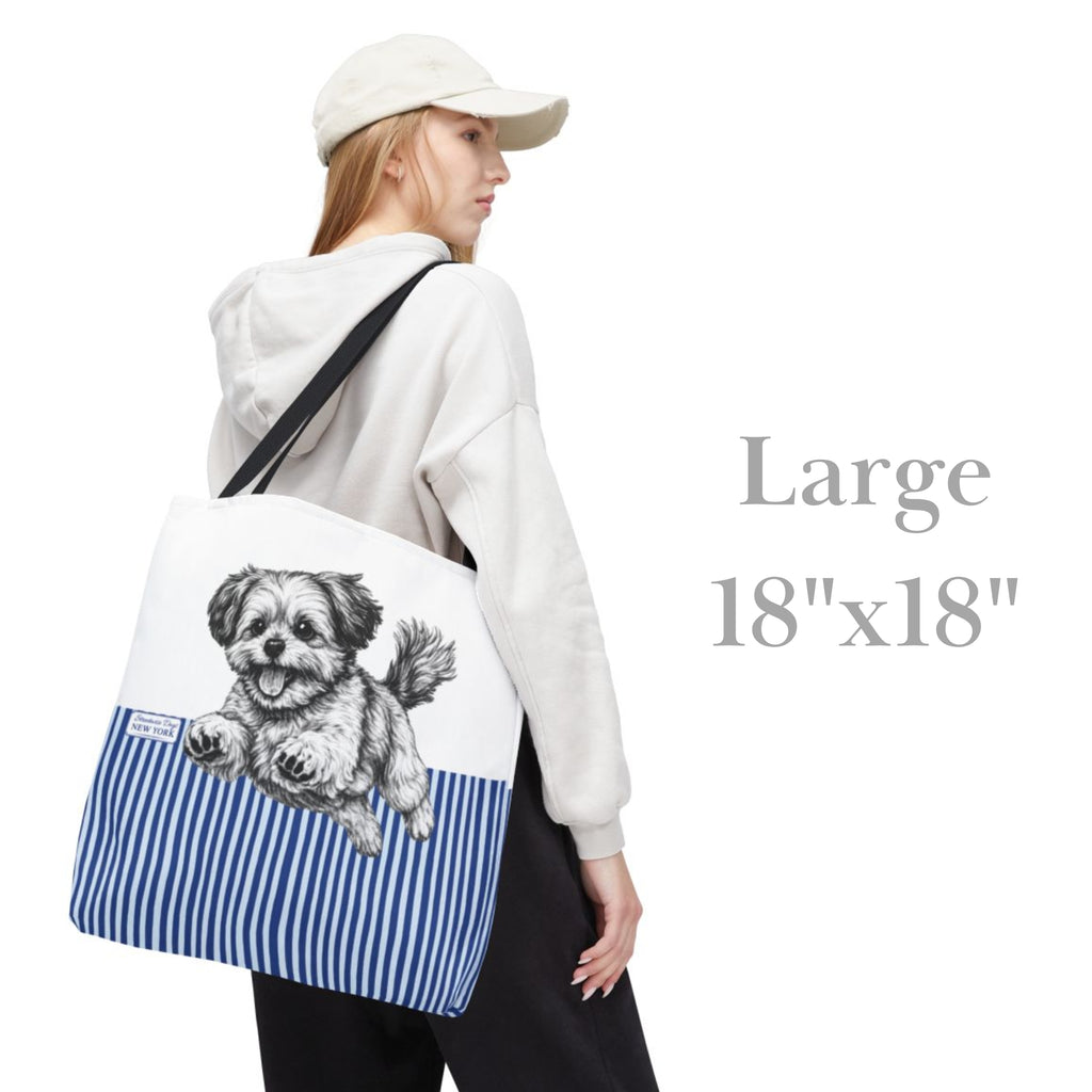 Havanese, Blue Stripe Durable Tote Bag