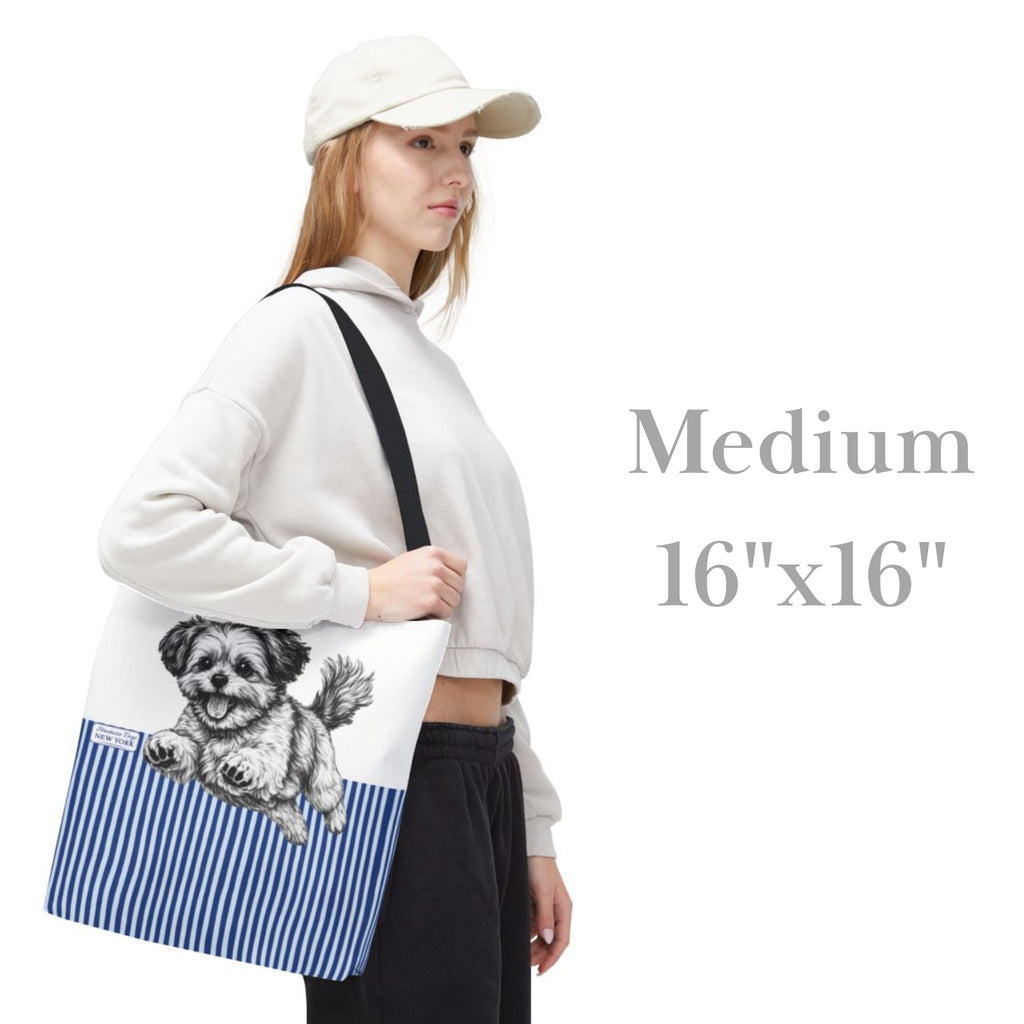 Havanese, Blue Stripe Durable Tote Bag