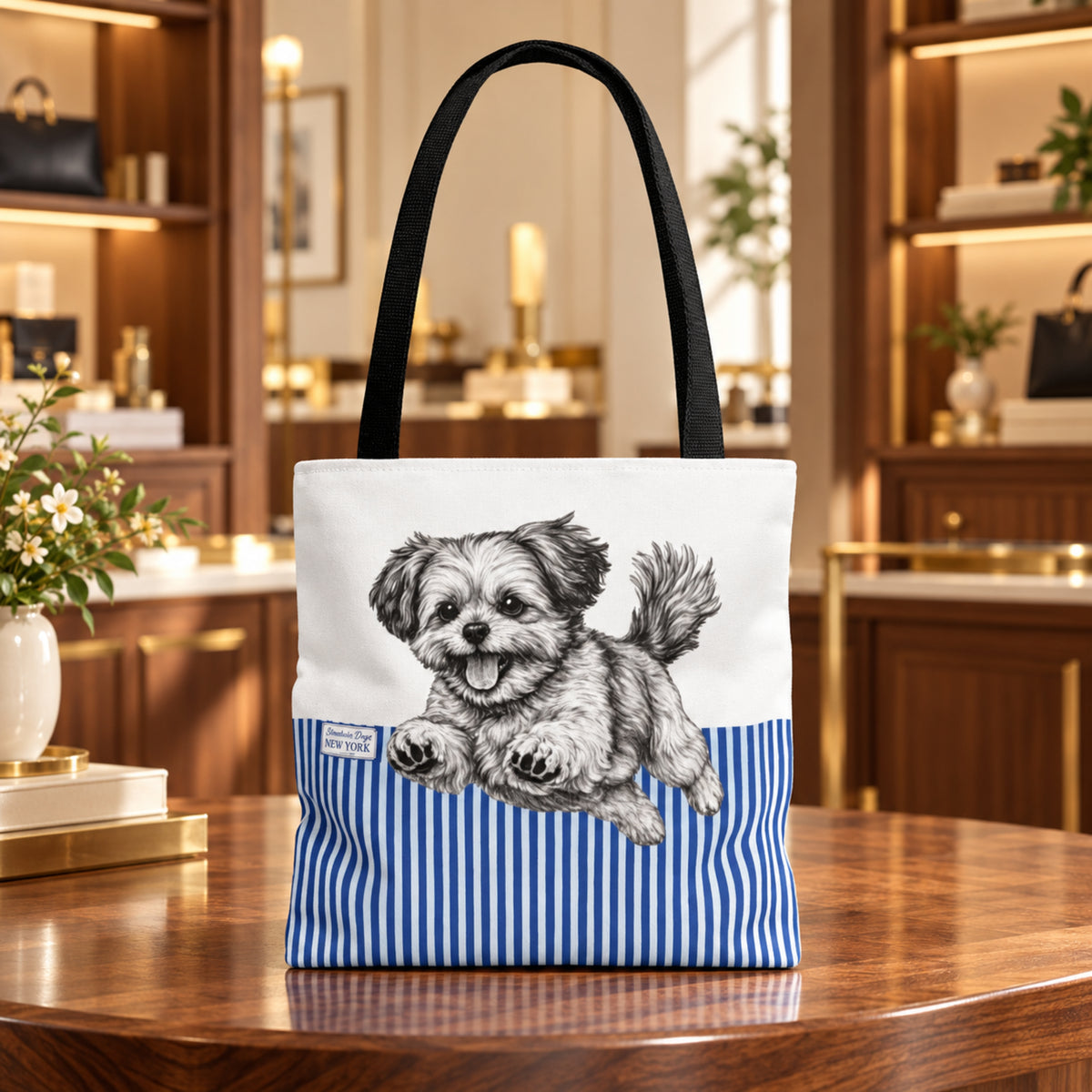 Havanese, Blue Stripe Durable Tote Bag