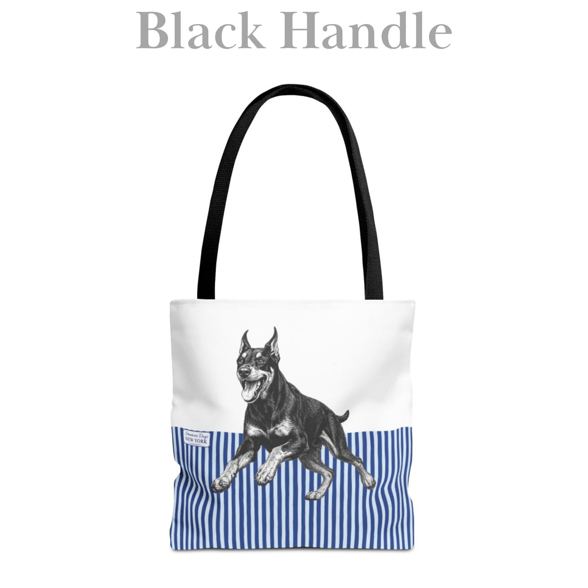 Doberman, Blue Stripe Durable Tote Bag