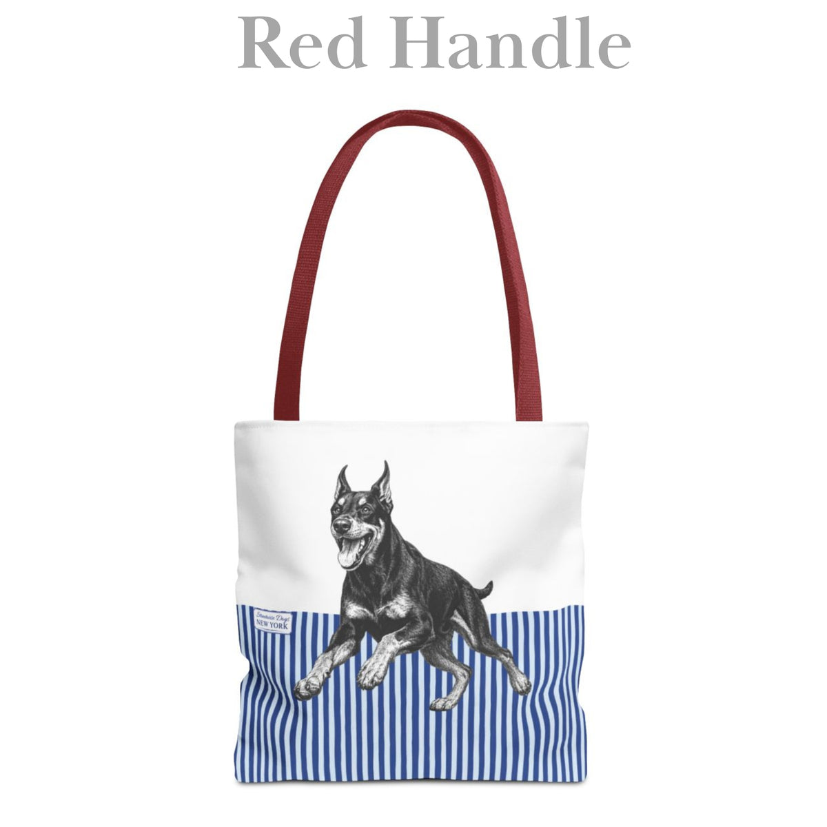Doberman, Blue Stripe Durable Tote Bag