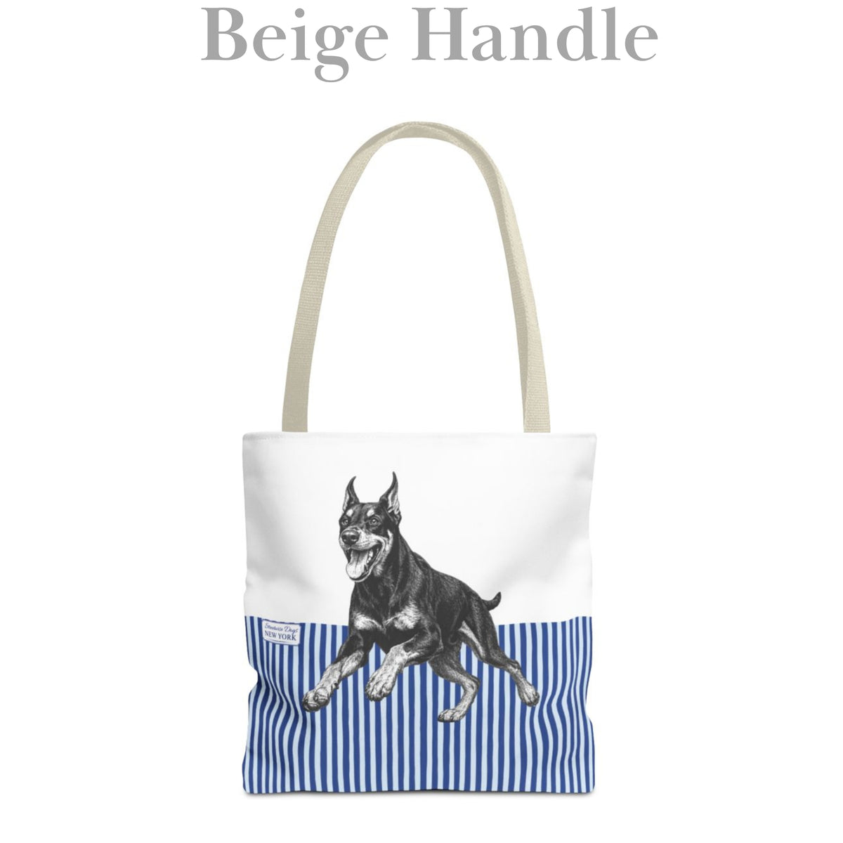 Doberman, Blue Stripe Durable Tote Bag