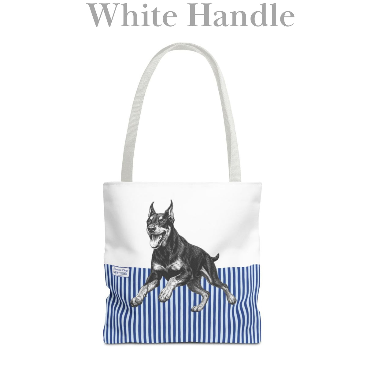 Doberman, Blue Stripe Durable Tote Bag