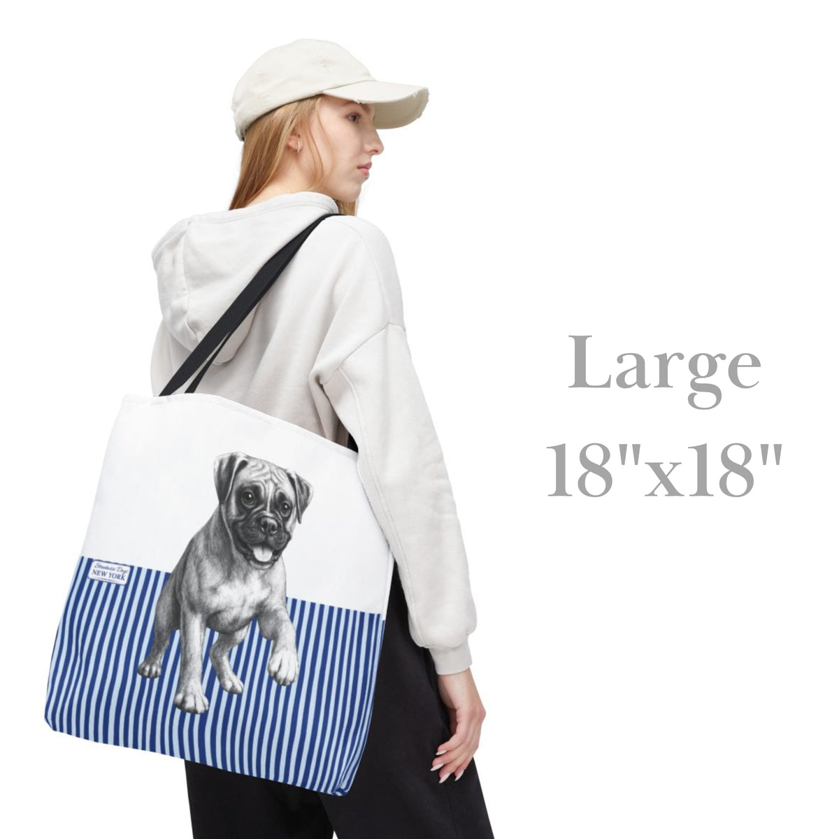 Boxer, Blue Stripe Durable Tote Bag