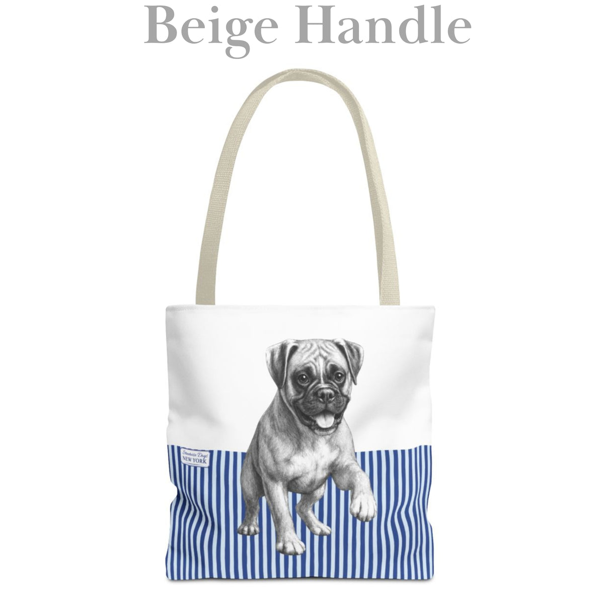 Boxer, Blue Stripe Durable Tote Bag