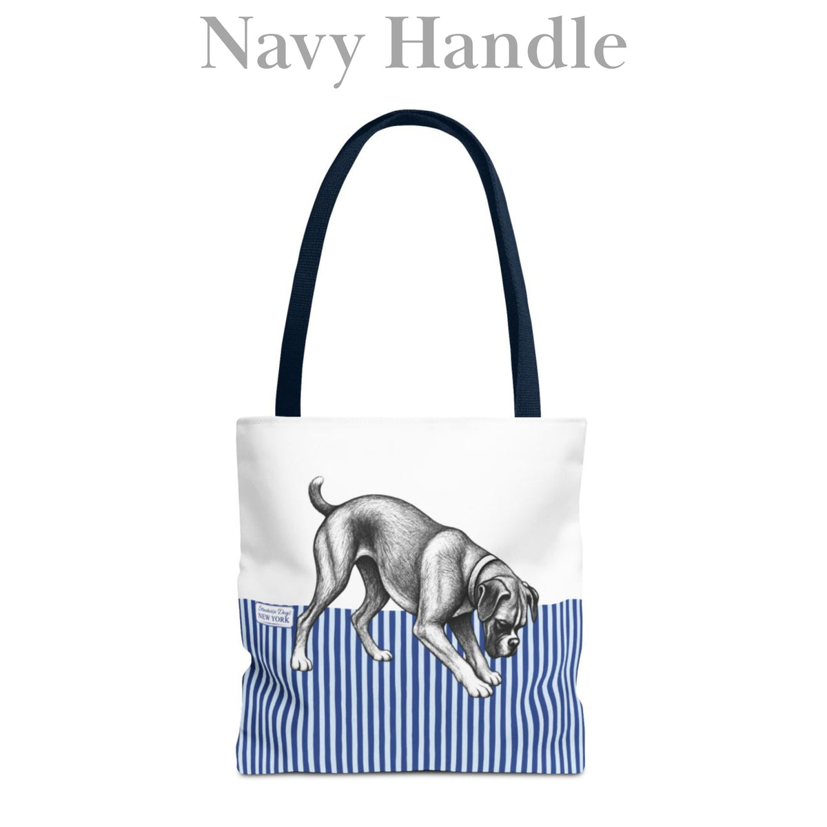 Boxer Digging, Blue Stripe Durable Tote Bag