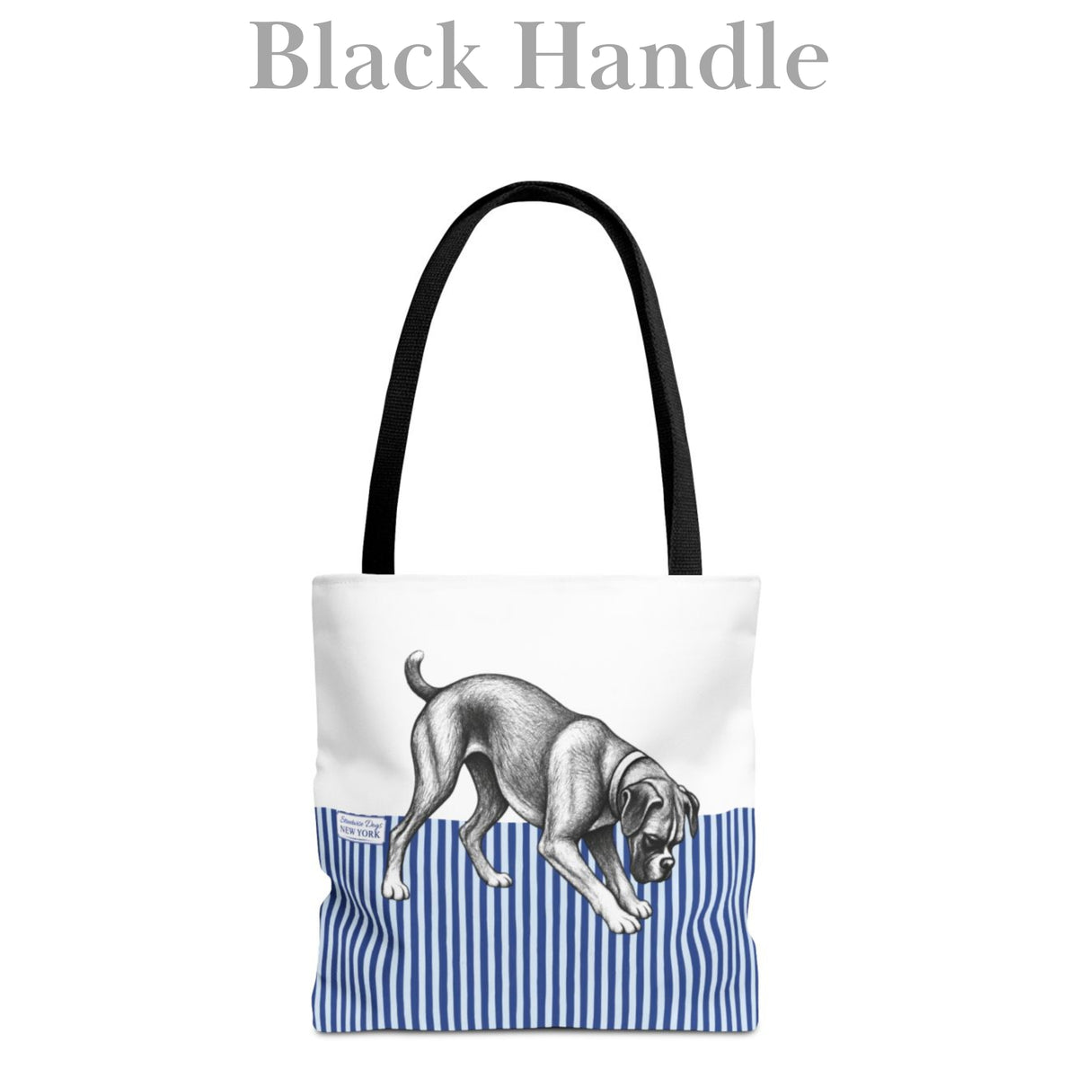 Boxer Digging, Blue Stripe Durable Tote Bag