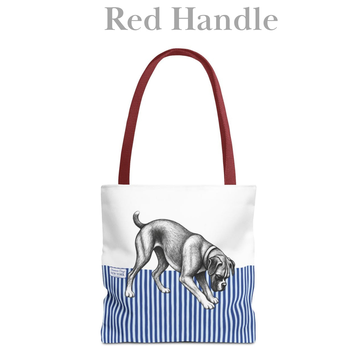 Boxer Digging, Blue Stripe Durable Tote Bag