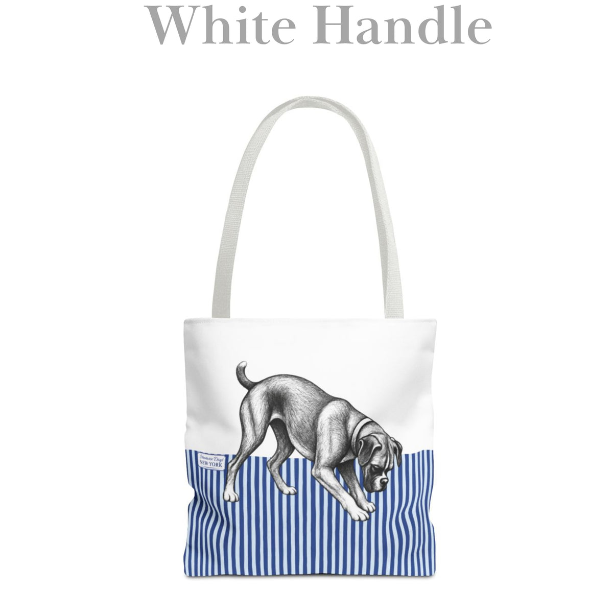 Boxer Digging, Blue Stripe Durable Tote Bag