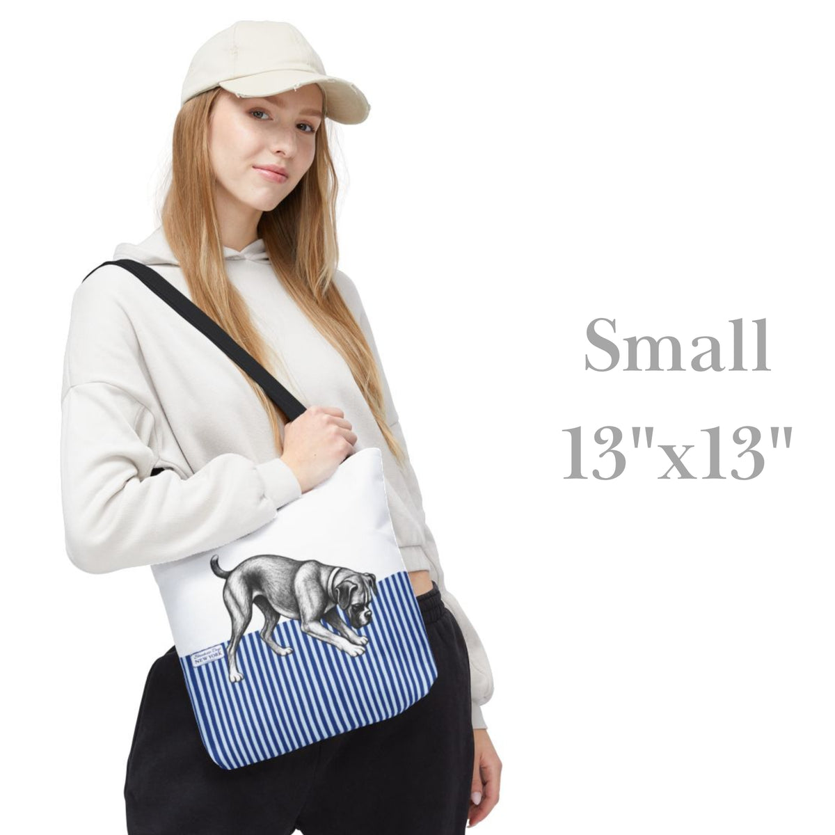 Boxer Digging, Blue Stripe Durable Tote Bag