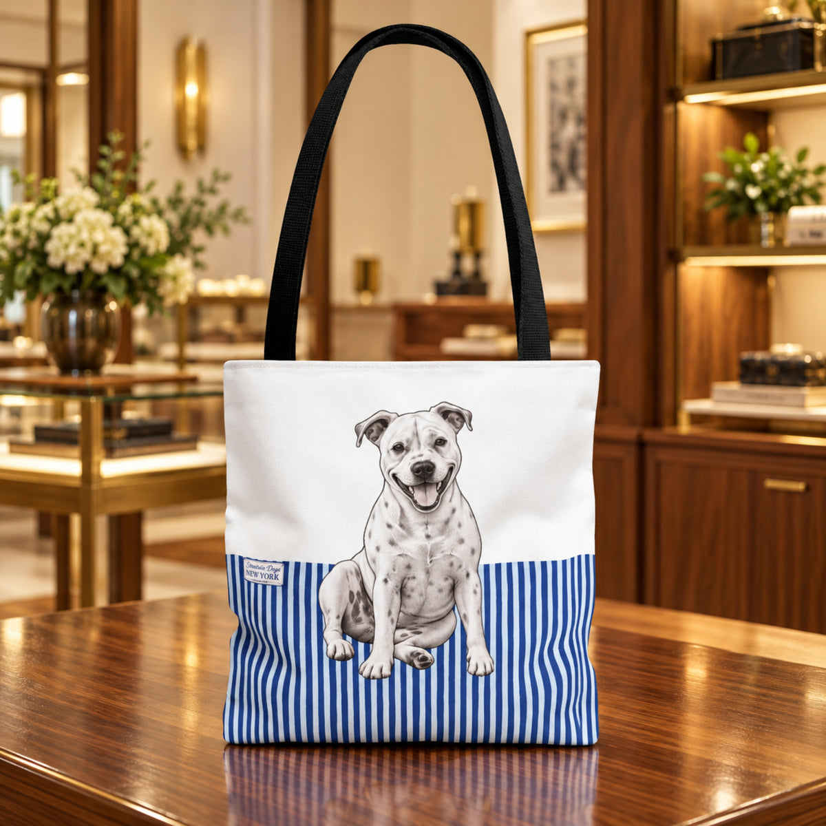 American Staffordshire Terrier, Blue Stripe Durable Tote Bag