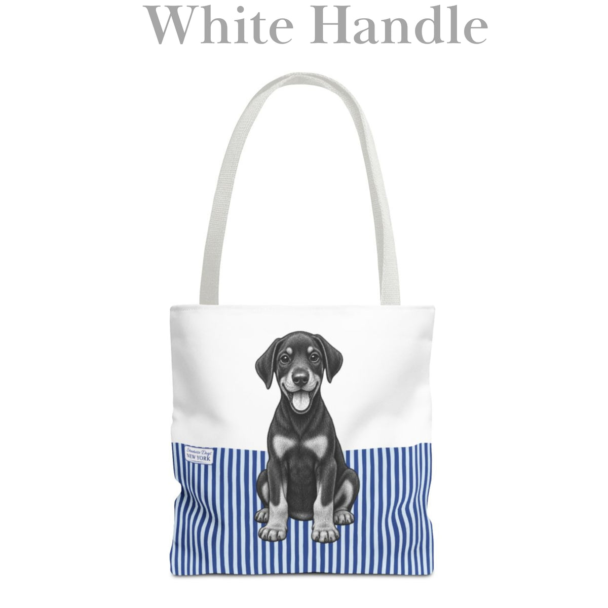 Doberman, Blue Stripe Durable Tote Bag