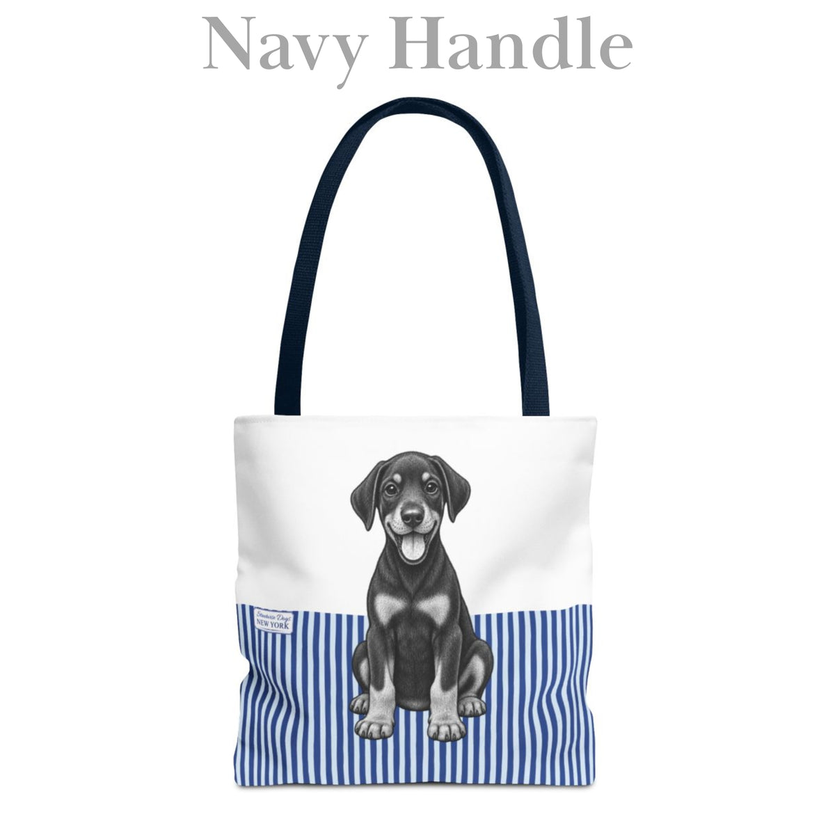 Doberman, Blue Stripe Durable Tote Bag