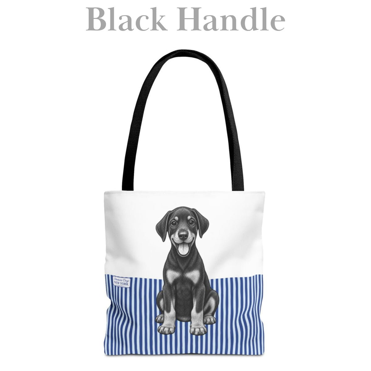 Doberman, Blue Stripe Durable Tote Bag