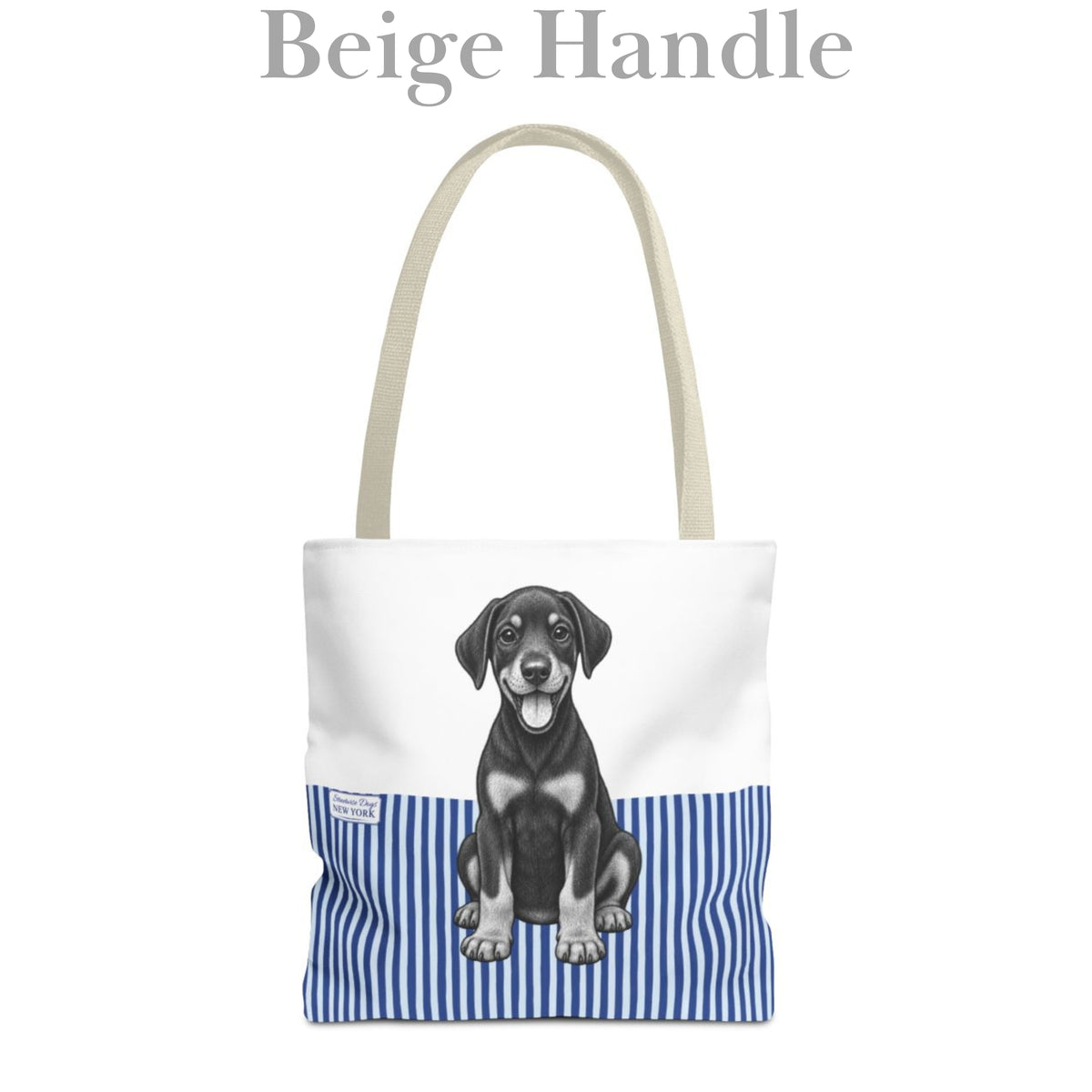 Doberman, Blue Stripe Durable Tote Bag