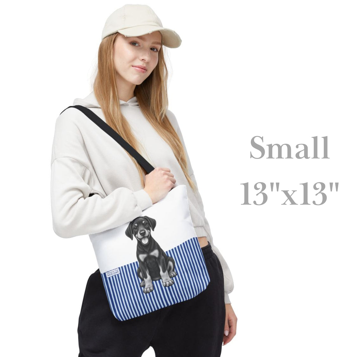 Doberman, Blue Stripe Durable Tote Bag