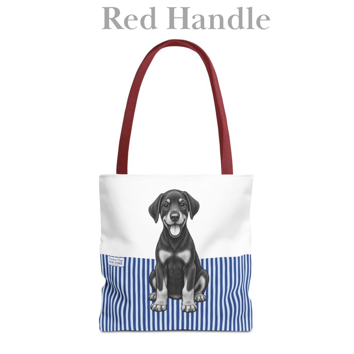 Doberman, Blue Stripe Durable Tote Bag