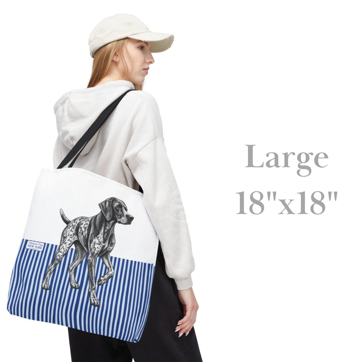 German Shorthaired Pointer, Blue Stripe Durable Tote Bag