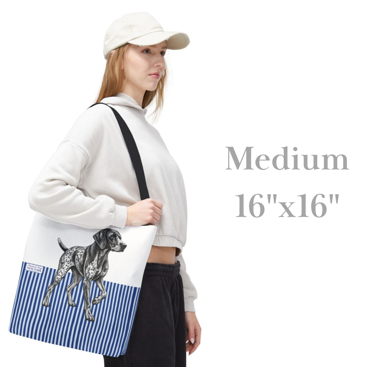 German Shorthaired Pointer, Blue Stripe Durable Tote Bag