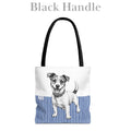 Jack Russell, Blue Stripe Durable Tote Bag