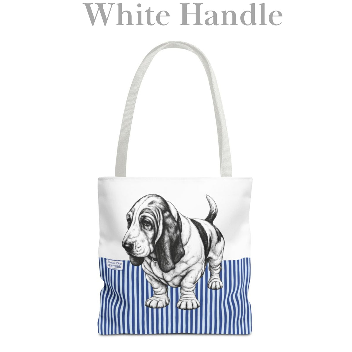 Basset Hound, Blue Stripe Durable Tote Bag