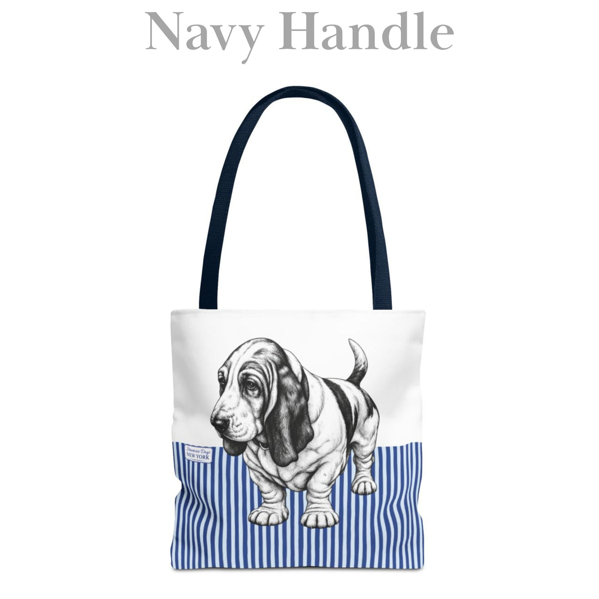 Basset Hound, Blue Stripe Durable Tote Bag
