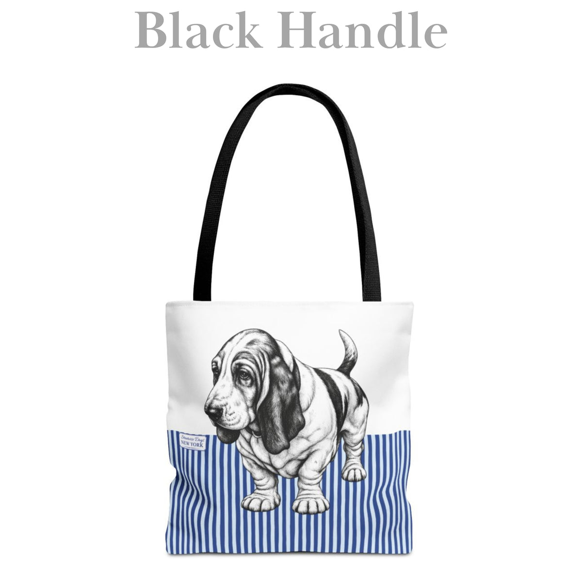 Basset Hound, Blue Stripe Durable Tote Bag