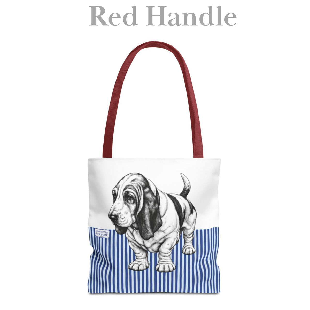 Basset Hound, Blue Stripe Durable Tote Bag