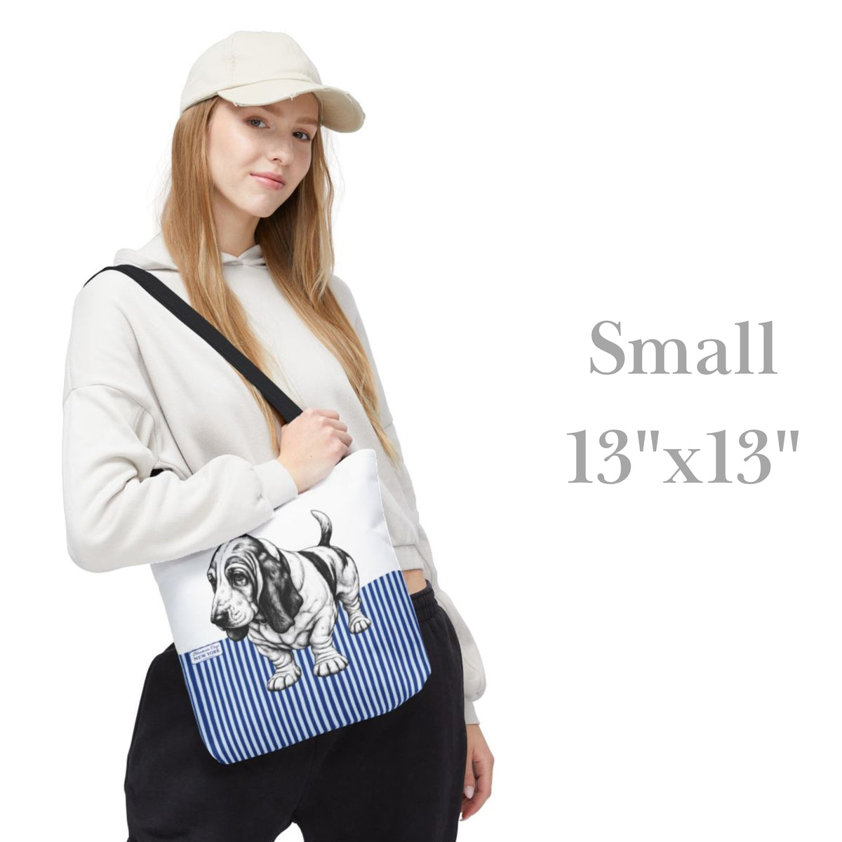 Basset Hound, Blue Stripe Durable Tote Bag