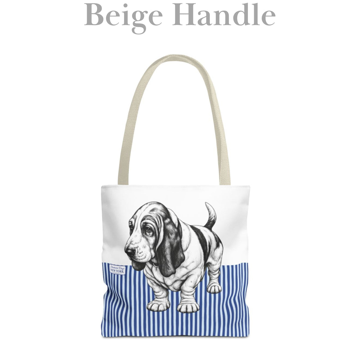 Basset Hound, Blue Stripe Durable Tote Bag