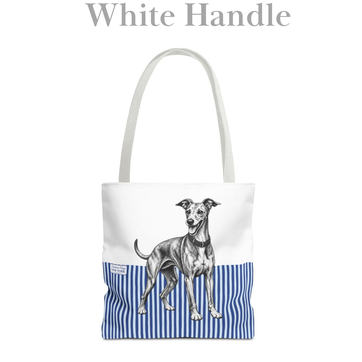 Greyhound, Blue Stripe Durable Tote Bag