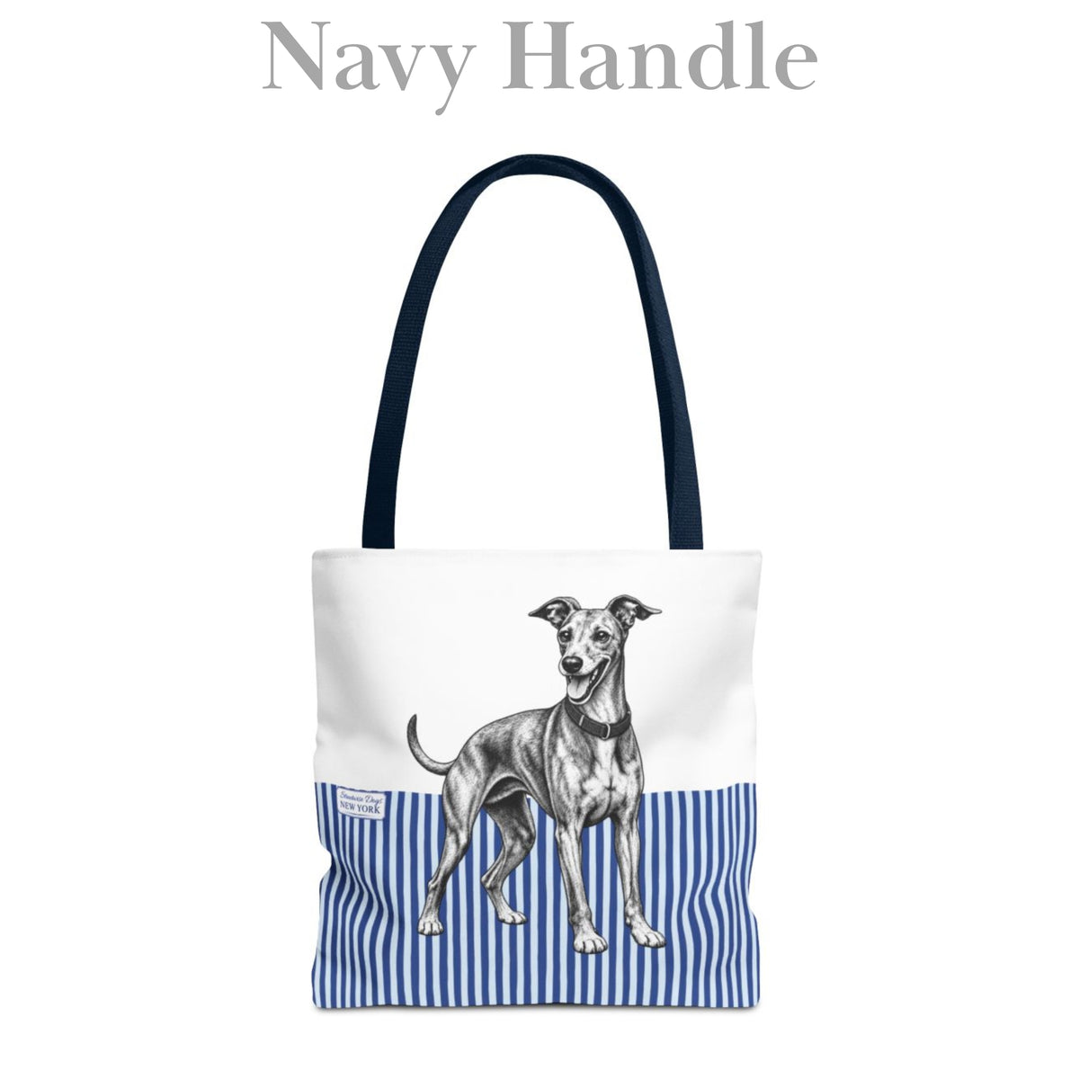 Greyhound, Blue Stripe Durable Tote Bag