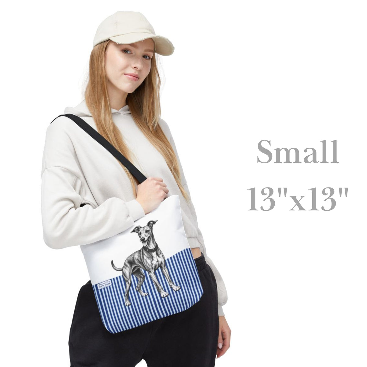 Greyhound, Blue Stripe Durable Tote Bag