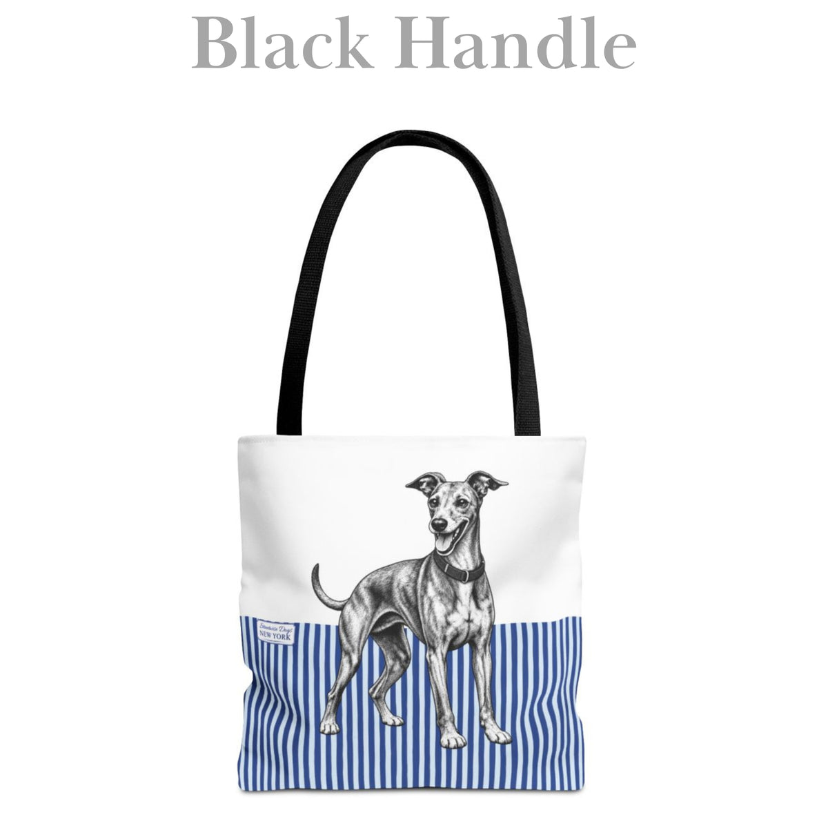 Greyhound, Blue Stripe Durable Tote Bag