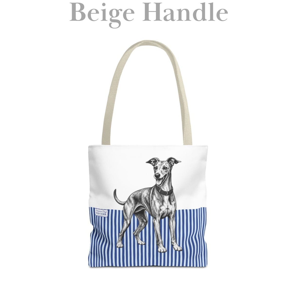 Greyhound, Blue Stripe Durable Tote Bag