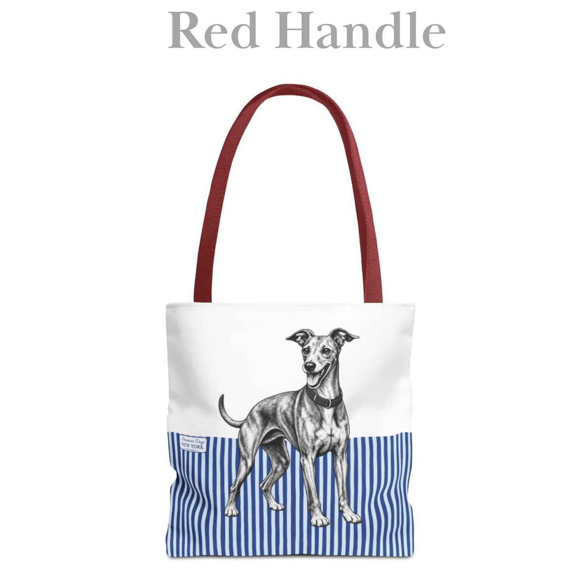 Greyhound, Blue Stripe Durable Tote Bag