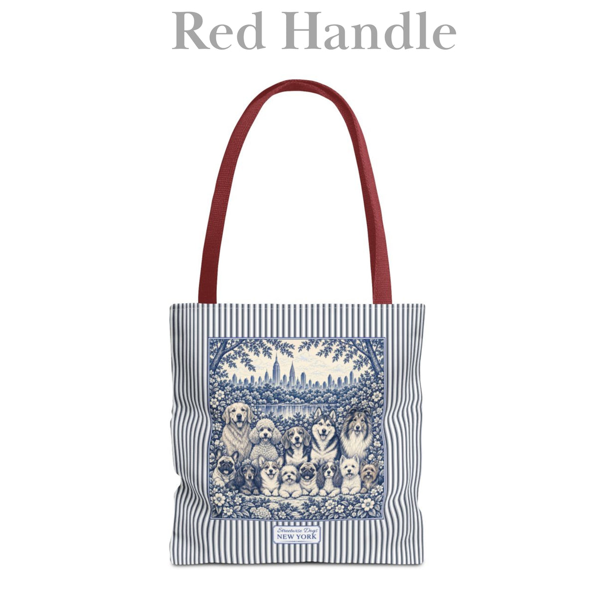 Dogs in New York, Blue Flora & Fauna Durable Tote Bag