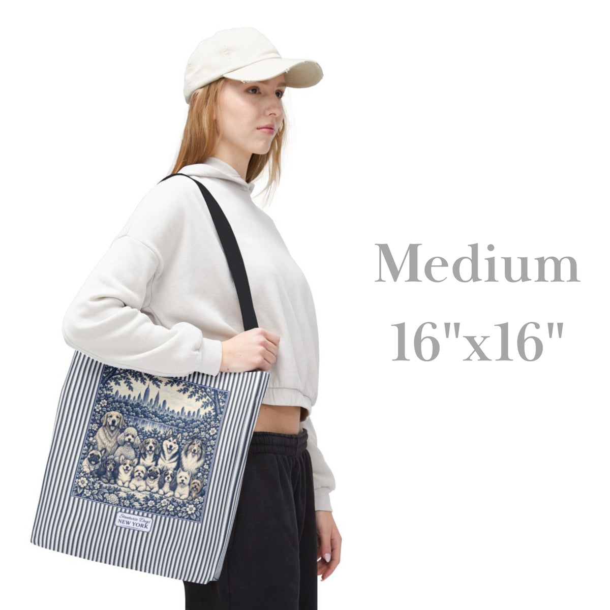 Dogs in New York, Blue Flora & Fauna Durable Tote Bag
