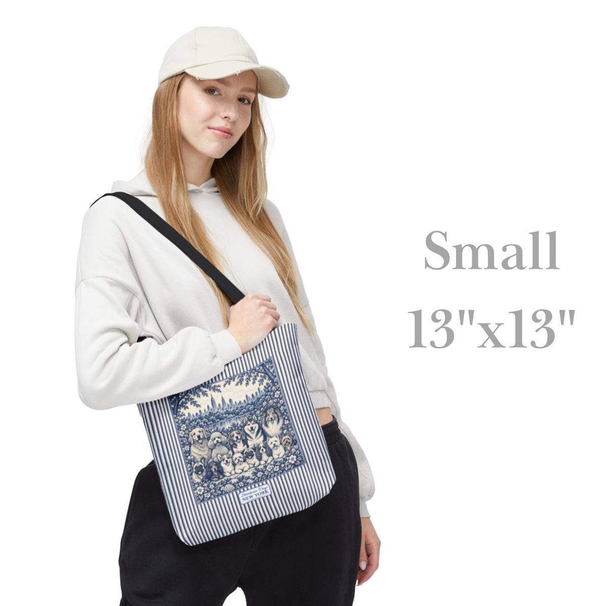 Dogs in New York, Blue Flora & Fauna Durable Tote Bag
