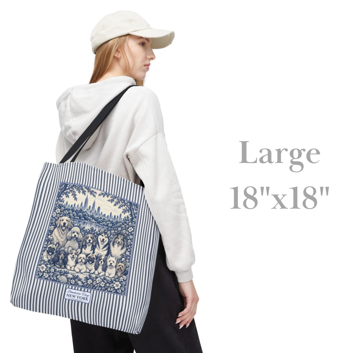 Dogs in New York, Blue Flora & Fauna Durable Tote Bag