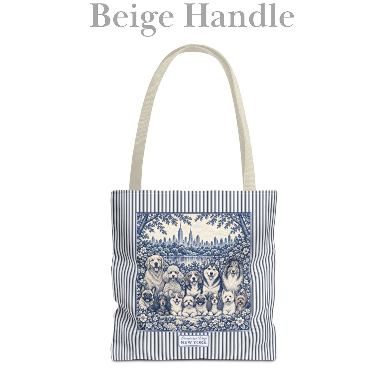 Dogs in New York, Blue Flora & Fauna Durable Tote Bag